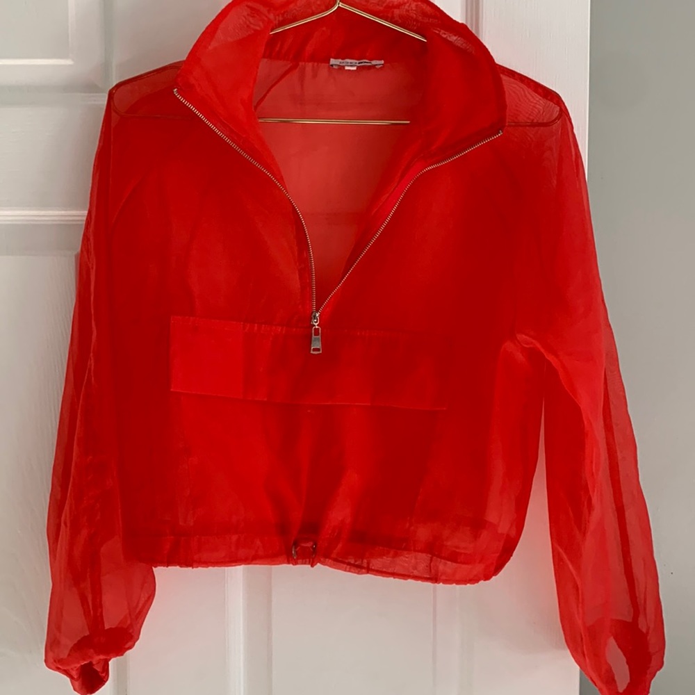See through pull over jacket in red size S